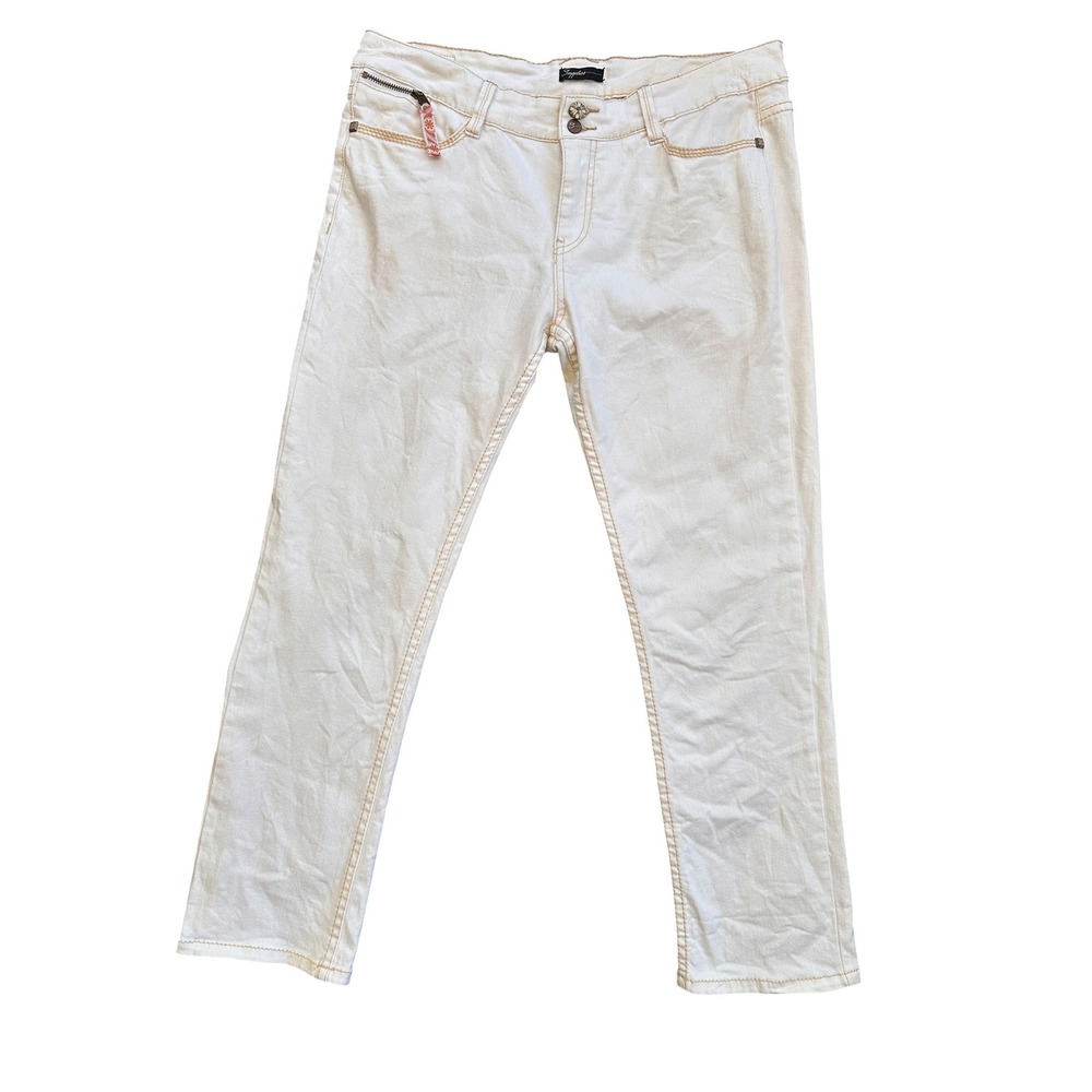 Supplies by Union Bay Jeans Wmns 34x27 White Straight Leg Embroidered Y2K Denim‎